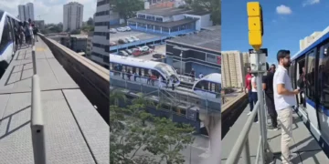 Vídeo: passageiros andam em cima da plataforma do monotrilho de SP