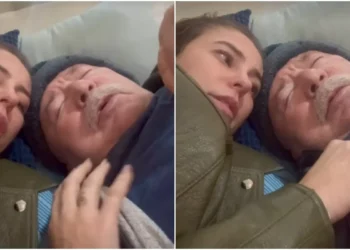 Paolla Oliveira faz rara aparição ao lado do pai assistindo “Vale Tudo”