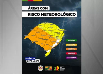 RS tem alerta de chuva intensa com ventania e granizo
